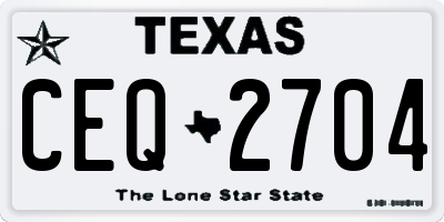 TX license plate CEQ2704