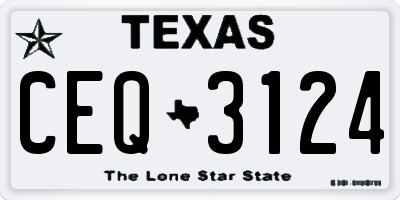 TX license plate CEQ3124