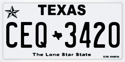 TX license plate CEQ3420