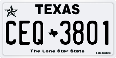TX license plate CEQ3801