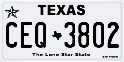 TX license plate CEQ3802
