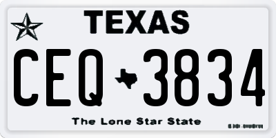 TX license plate CEQ3834