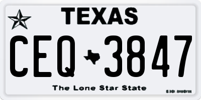 TX license plate CEQ3847