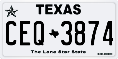 TX license plate CEQ3874