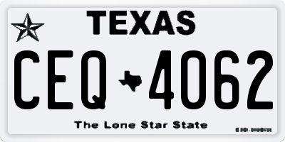 TX license plate CEQ4062