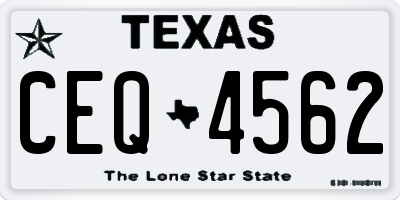 TX license plate CEQ4562