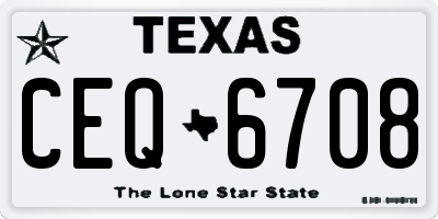 TX license plate CEQ6708