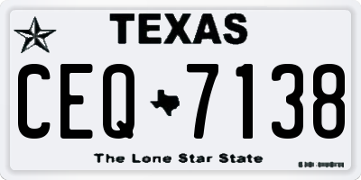 TX license plate CEQ7138