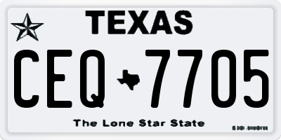 TX license plate CEQ7705