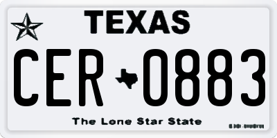 TX license plate CER0883