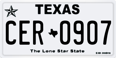 TX license plate CER0907