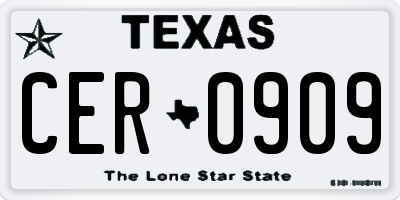 TX license plate CER0909
