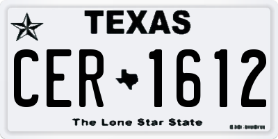 TX license plate CER1612