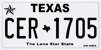 TX license plate CER1705