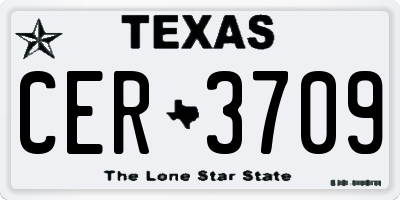 TX license plate CER3709