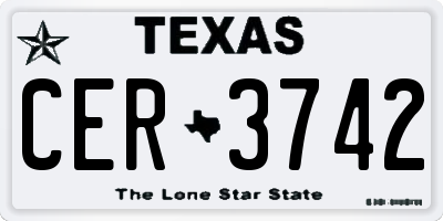 TX license plate CER3742