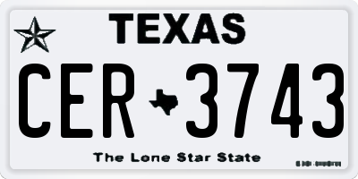 TX license plate CER3743