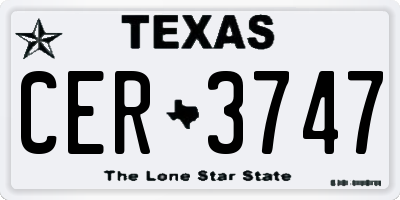 TX license plate CER3747
