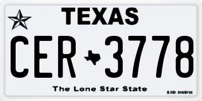 TX license plate CER3778