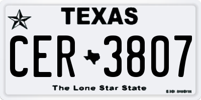 TX license plate CER3807