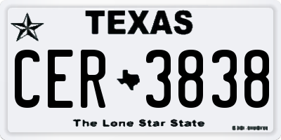 TX license plate CER3838