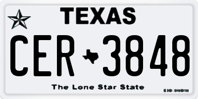 TX license plate CER3848