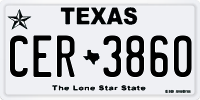 TX license plate CER3860