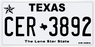 TX license plate CER3892