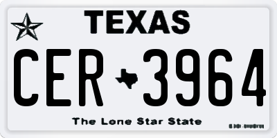 TX license plate CER3964