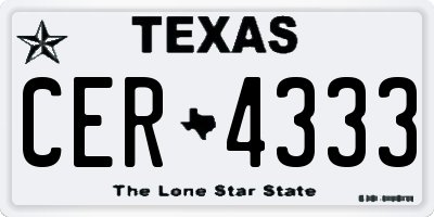 TX license plate CER4333