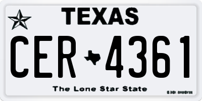 TX license plate CER4361
