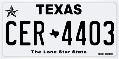 TX license plate CER4403
