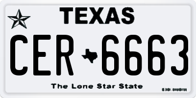 TX license plate CER6663
