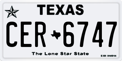 TX license plate CER6747