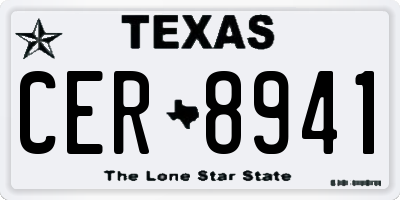 TX license plate CER8941