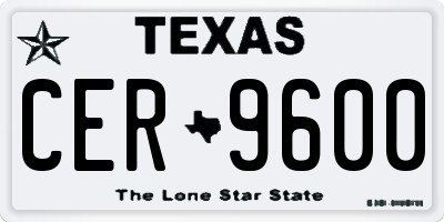 TX license plate CER9600