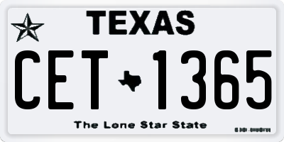 TX license plate CET1365