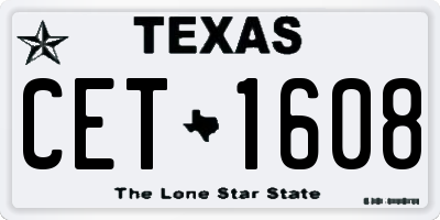 TX license plate CET1608