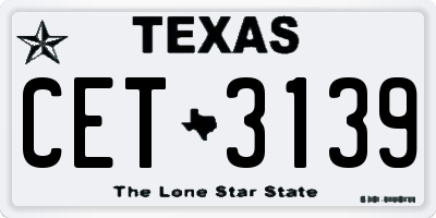 TX license plate CET3139
