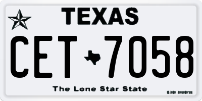 TX license plate CET7058