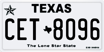 TX license plate CET8096