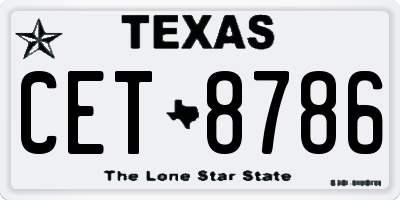 TX license plate CET8786