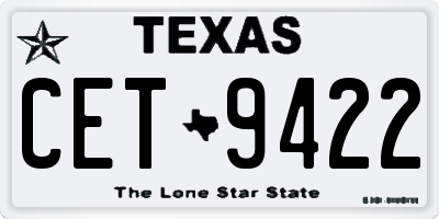 TX license plate CET9422
