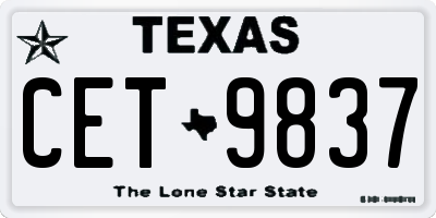 TX license plate CET9837