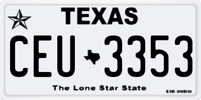 TX license plate CEU3353