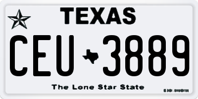 TX license plate CEU3889