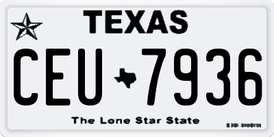 TX license plate CEU7936