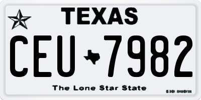 TX license plate CEU7982