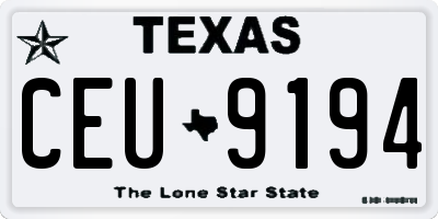 TX license plate CEU9194