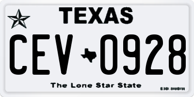 TX license plate CEV0928